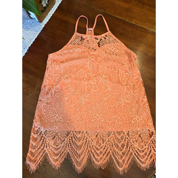 Unbranded Dresses & Skirts - Women's Pink Floral Lace Mini Dress Sleeveless Spaghetti Straps Size S/M